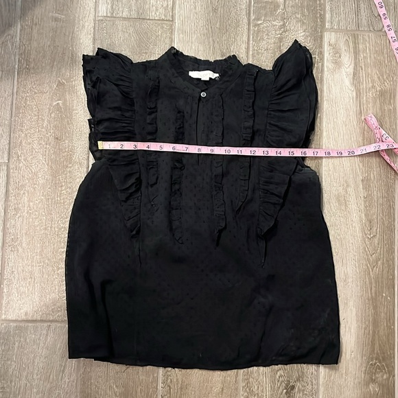 LOFT WOMENS SLEEVELESS RUFFLED BLOUSE SIZE S - Picture 5 of 5